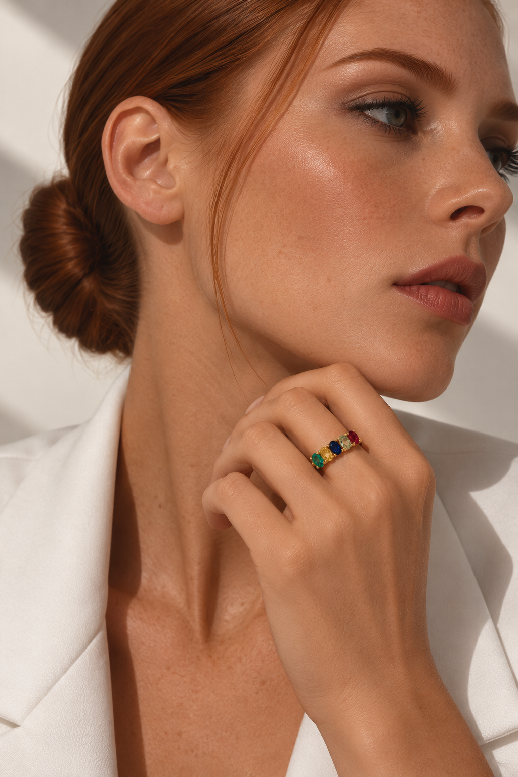 Anillo COLIBRÍ - Esmeralda, Citrino, Zafiro, Topacio, Rubi