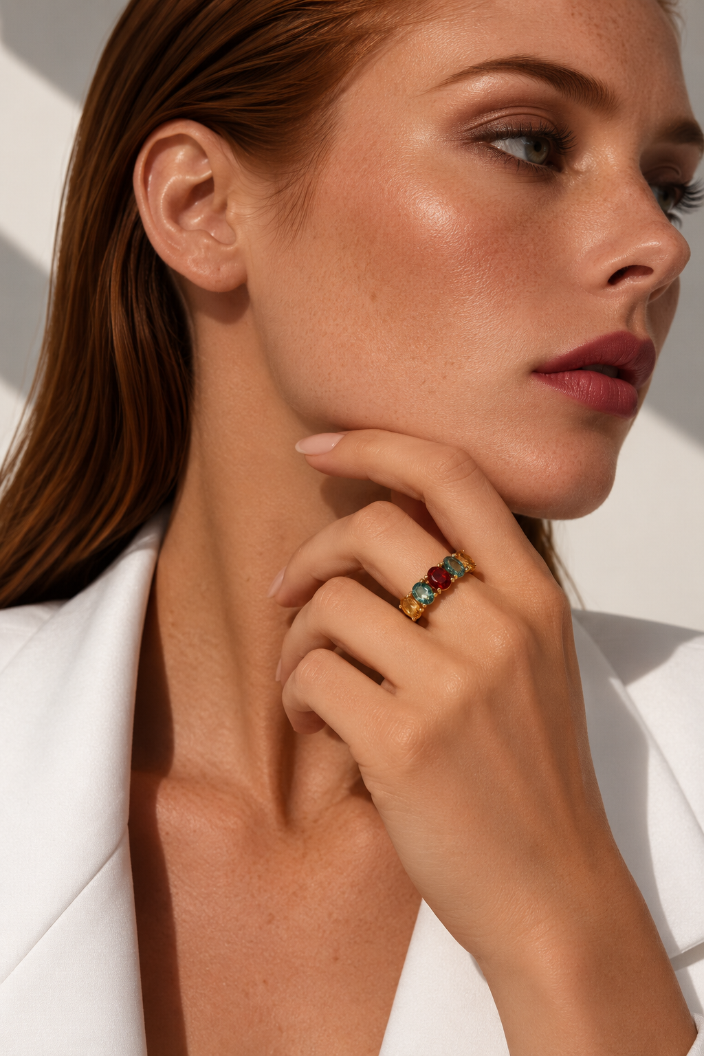 Anillo COLIBRÍ - Citrino, Alejandrina, Tourmalina Paraiba, Topacio