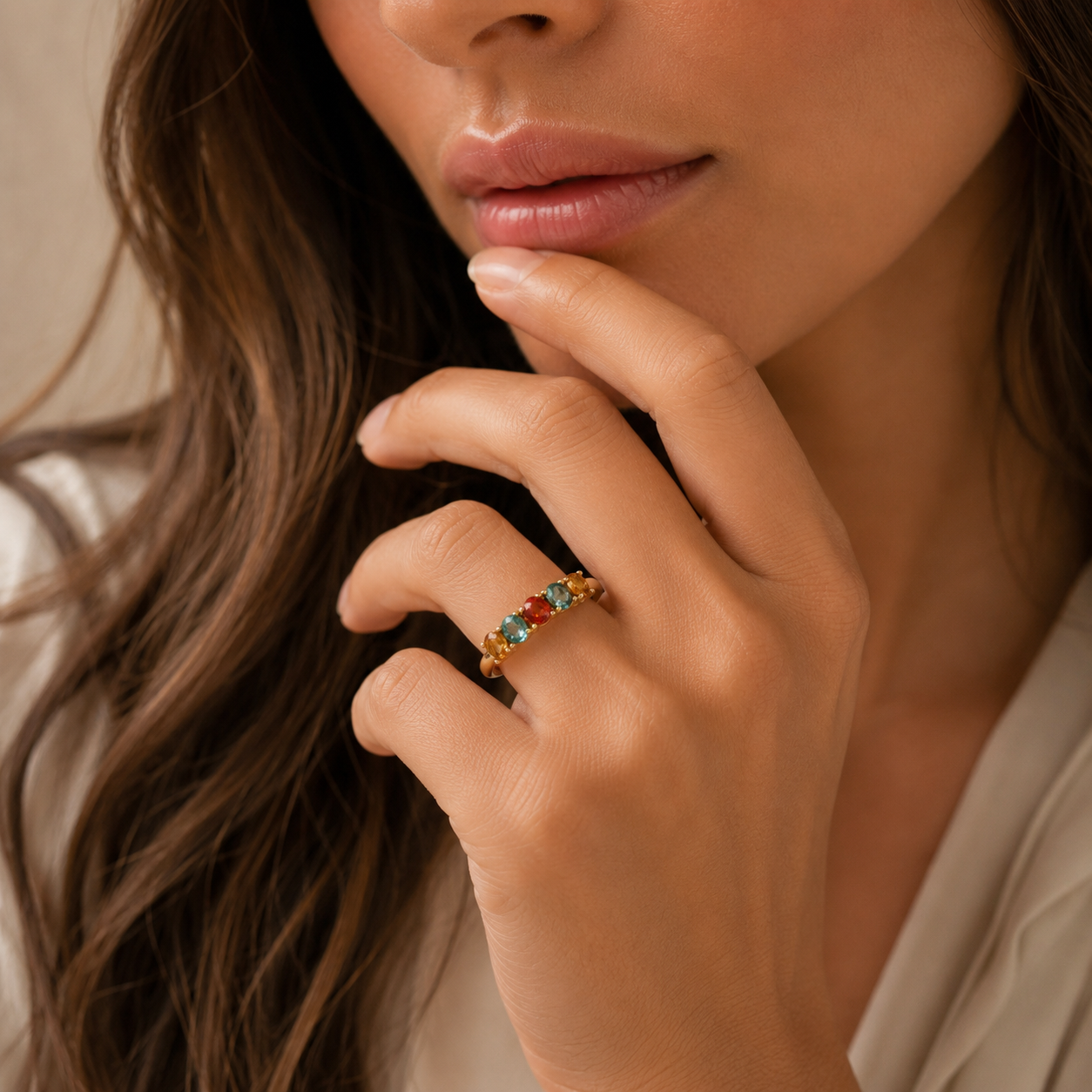 HUMMINGBIRD Ring - Citrine, Alexandrite, Tourmaline