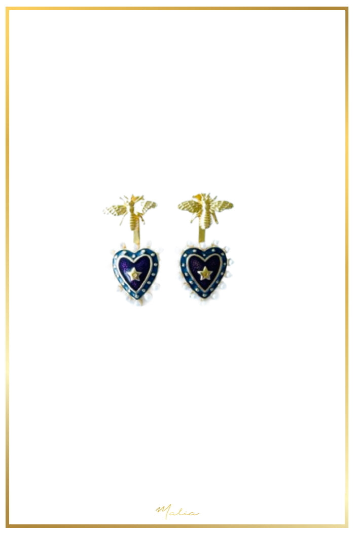 Aretes de Abeja con Corazón Rojo