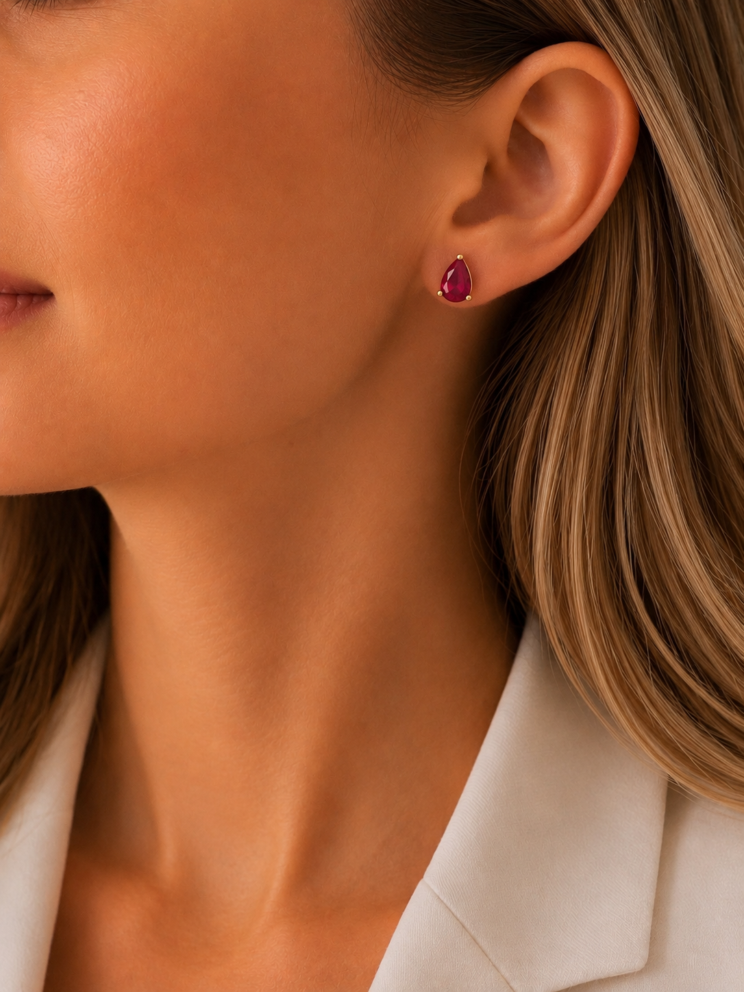 Aretes Gota Rubí