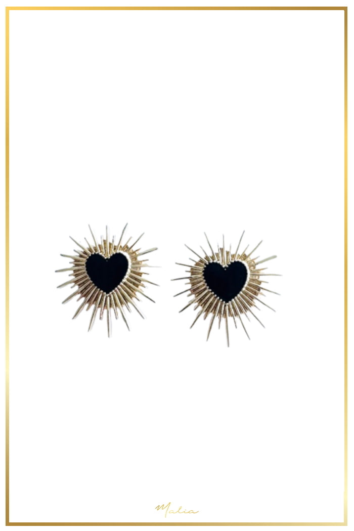 Aretes Corazón Negro