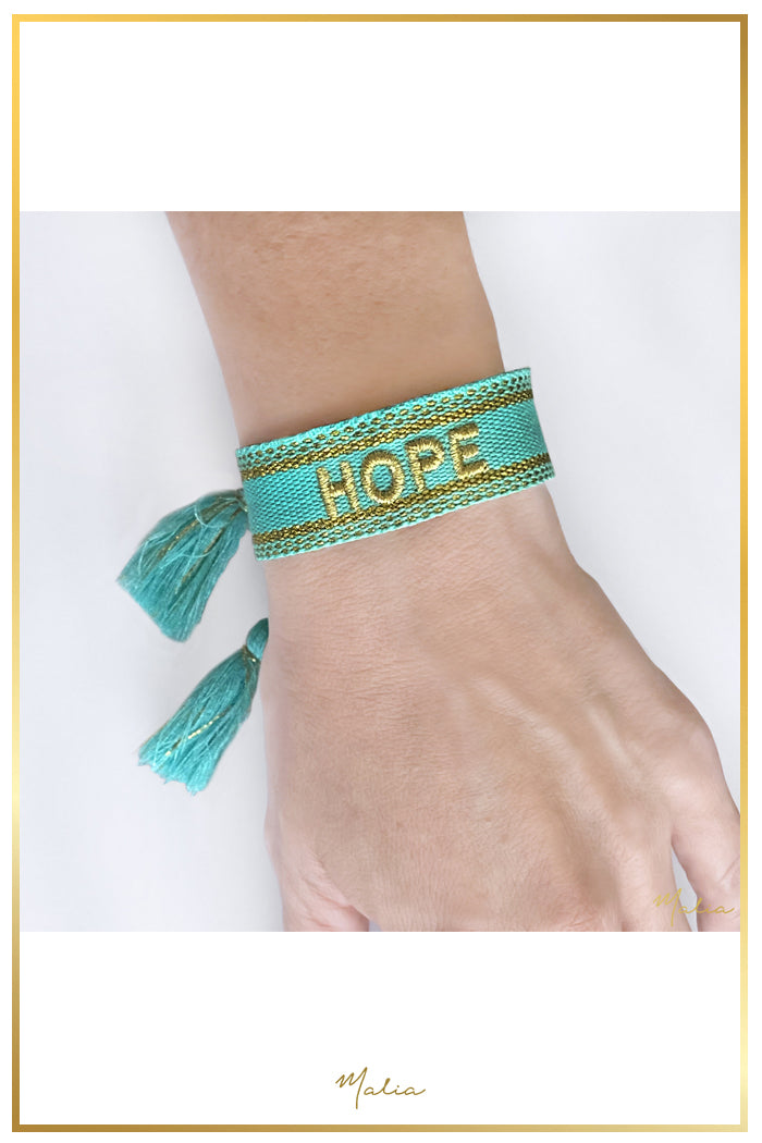 Pulsera Tejida HOPE Aqua Ajustable