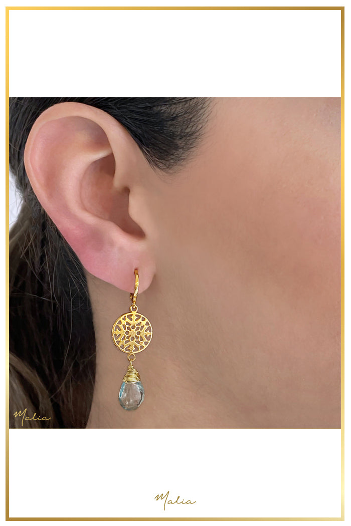 Aretes Topacio Natural y Mandala